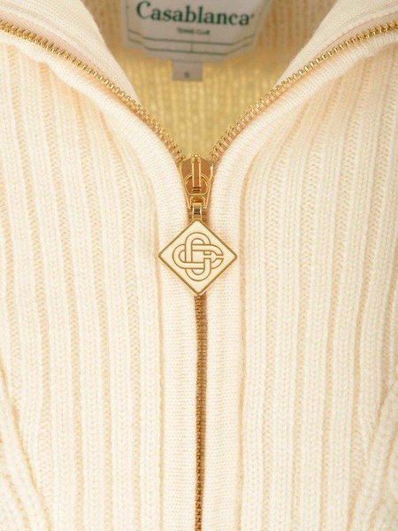 Casablanca Spread Collar Cable-Knitted Cardigan