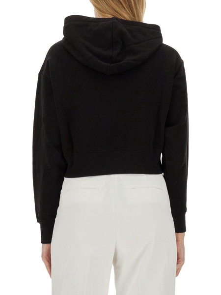 Michael Michael Kors Empire Logo Drawstring Cropped Hoodie