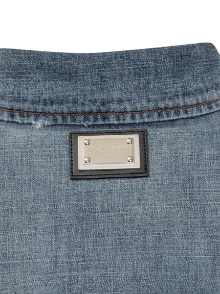 Dolce & Gabbana Logo Plaque Denim Shirt