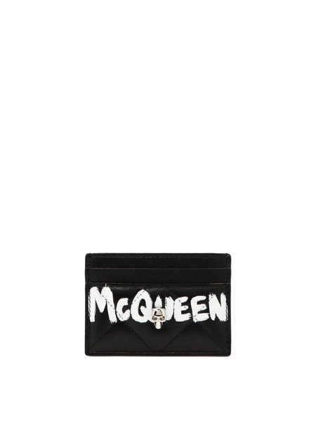 Skull Alexander McQueen card holder in quilted leather