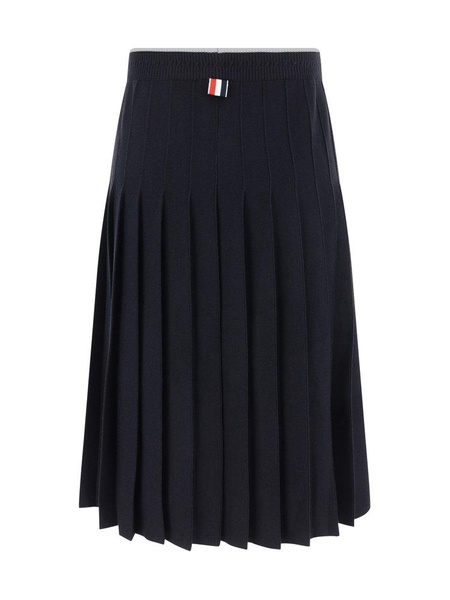 Thom Browne High Waist Pleated Knitted Midi Skirt