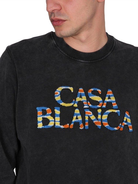 Casablanca Logo Flocked Crewneck Sweatshirt