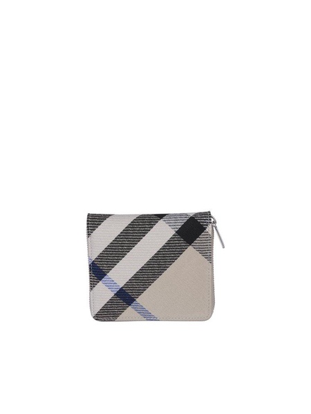 Burberry Check Printed Zip-Around Wallet