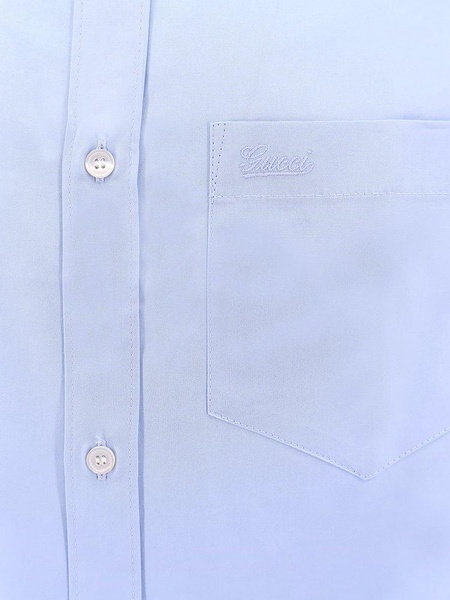 Cotton shirt with breast pocket with Gucci embroidery