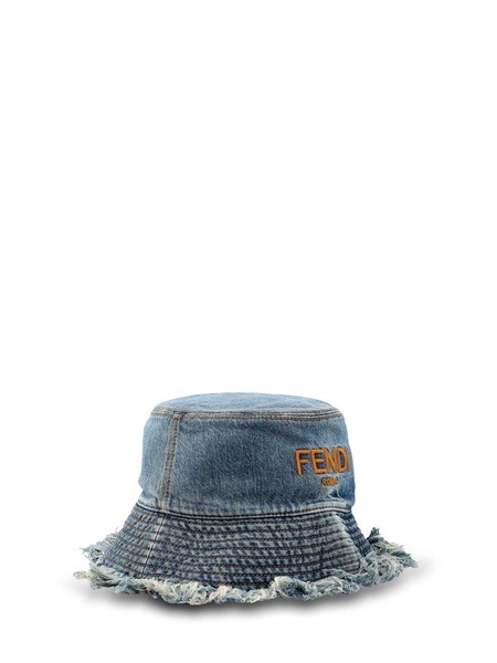 Fendi Logo Embroidered Denim Bucket Hat