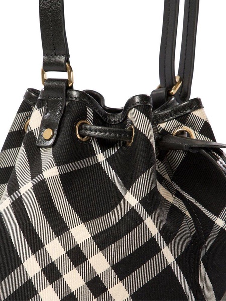 Burberry Checked Drawstring Mini Bucket Bag