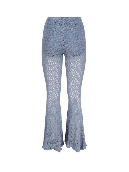 Blumarine Crochet-Knit Scallop-Edge Flared Pants