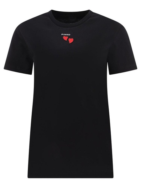 T-Shirt With Embroidered Hearts T-Shirts Black