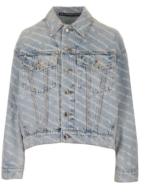 Alexander Wang Allover Logo Printed Denim Jacket