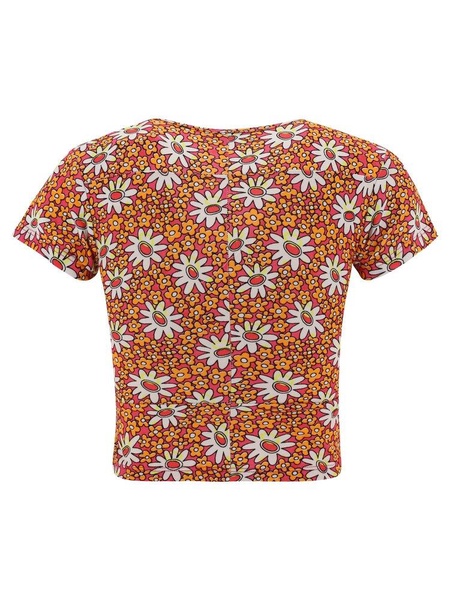 Collina Strada Floral Printed Crewneck Cropped T-Shirt