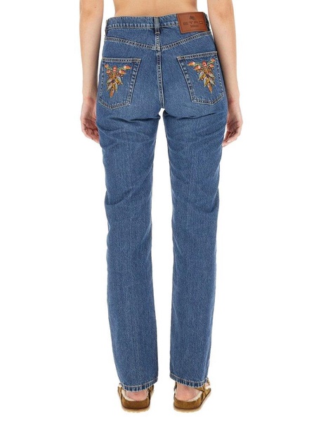 Etro Floral Embroidered Bootcut Jeans