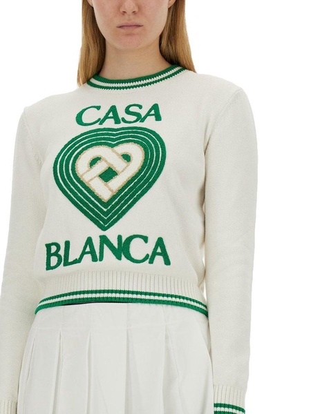 Casablanca Logo-Intarsia Stripe Trim Jumper