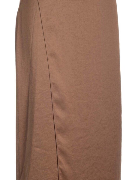 Theory Crushed Satin Wrapped Midi Skirt