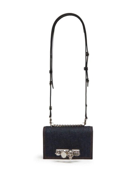 Alexander McQueen Mini Jewelled Denim Satchel Bag