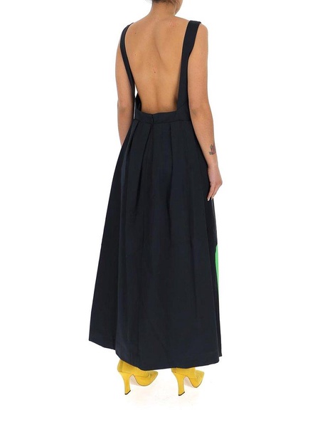 Dries Van Noten Open Back Pleated Maxi Dress