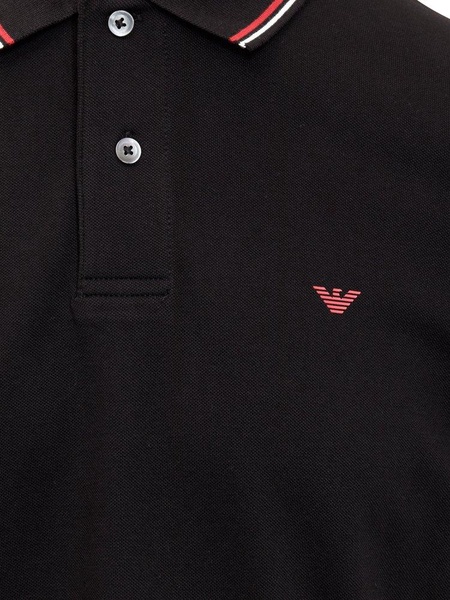 Emporio Armani Micro Eagle Embroidered Long-Sleeved Polo Shirt