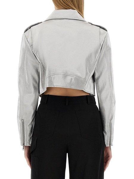 Moschino Jeans Zipped Cropped Biker Jacket