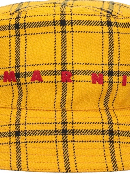 Marni Logo Embroidered Plaid Bucket Hat