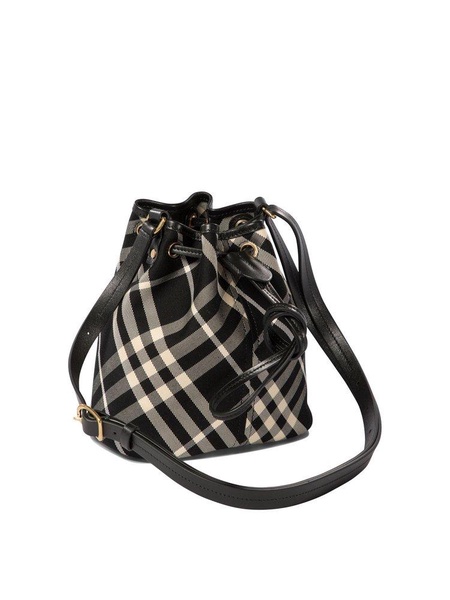 Burberry Checked Drawstring Mini Bucket Bag