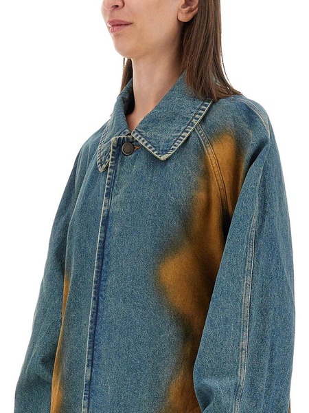 Uma Wang Faded Effect Denim Long Coat