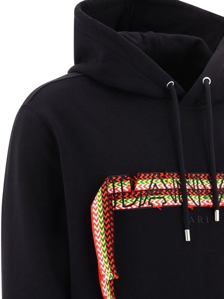 Lanvin Curb Logo Embroidered Drawstring Hoodie