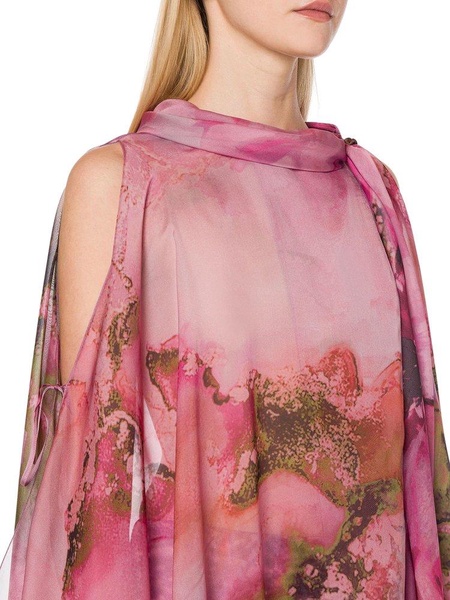 Alberta Ferretti Floral Printed Semi Sheer Blouse