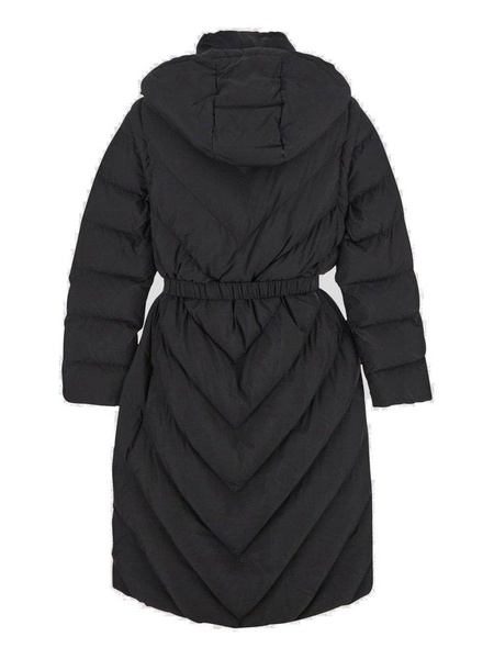 Cappotto Con Cappuccio Trapuntato Chevron - Nero / 40