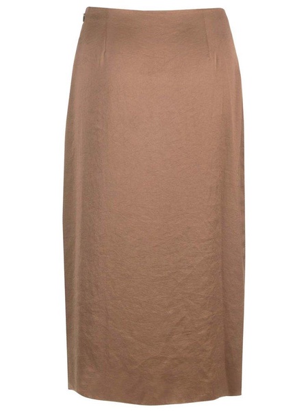 Theory Crushed Satin Wrapped Midi Skirt