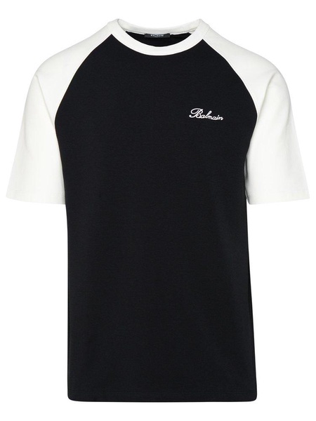 Balmain Round Neck Logo Embroidered T-Shirt