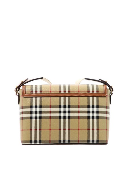 BURBERRY Note Check Crossbody Handbag in Beige