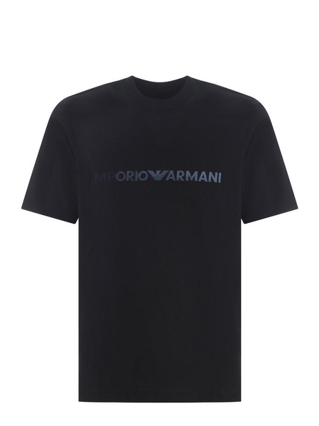 Emporio Armani Logo Embroidered Pima Jersey T-Shirt