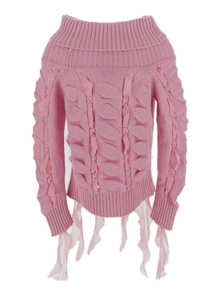 Blumarine Ruffled Off-Shoulder Knitted Top