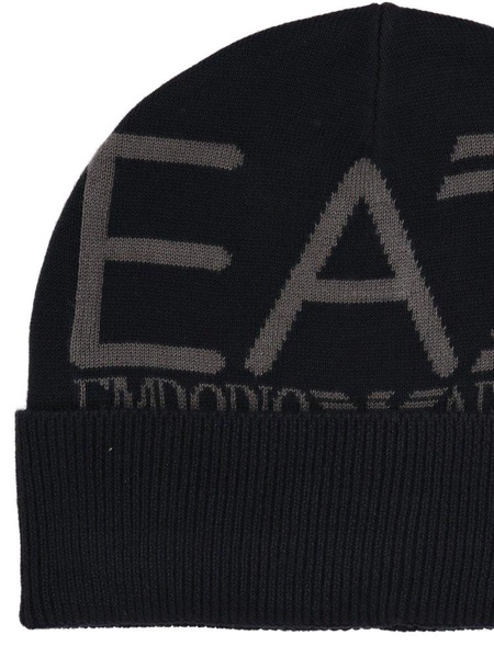 Ea7 Emporio Armani Logo Intarsia-Knit Beanie