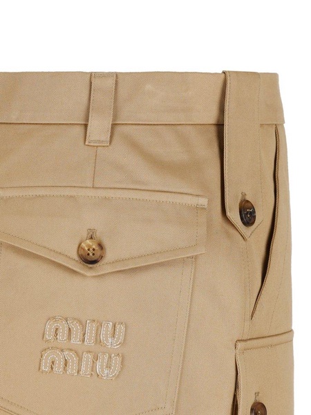 Miu Miu Chino Logo Detailed Mini Skirt