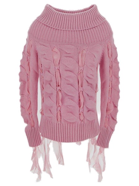 Blumarine Ruffled Off-Shoulder Knitted Top