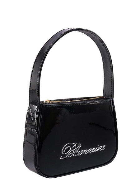 Blumarine Logo Rhinestone Embellished Patent Shoulder Bag