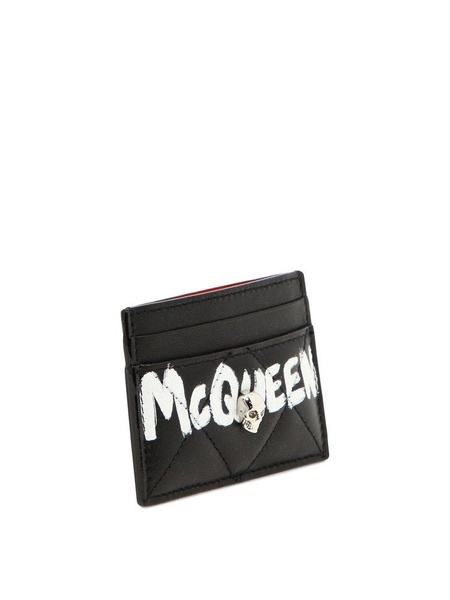 Skull Alexander McQueen card holder in quilted leather