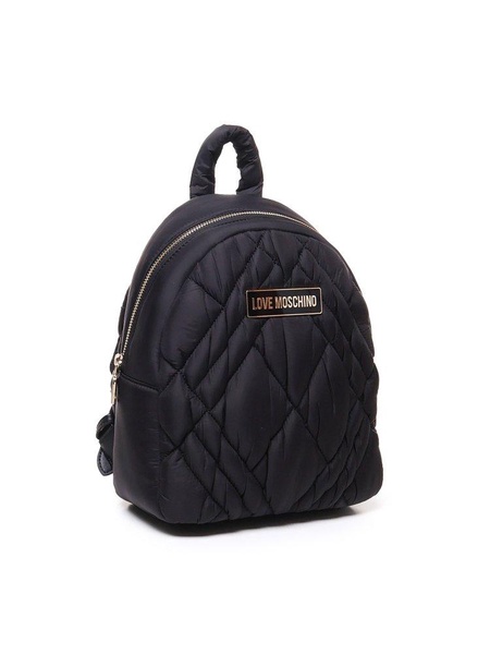 Love Moschino Logo Plaque Quilted Backpack