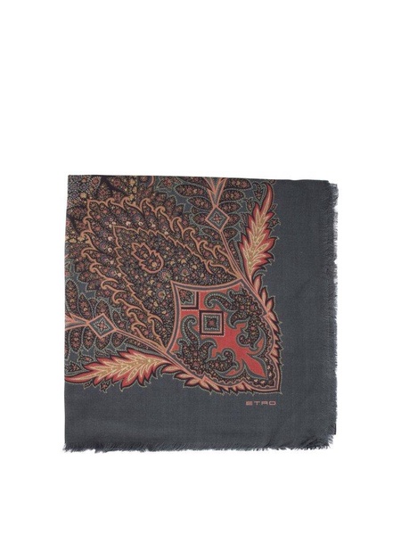 Etro Graphic Printed Fryed-Edge Scarf