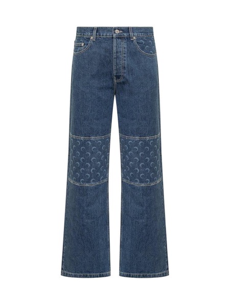 Marine Serre Moon Pattern Wide-Leg Jeans