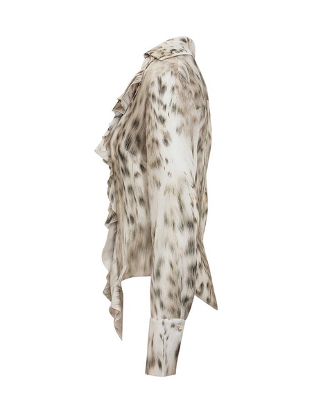 Blumarine Animalier Print Ruffle Detailed Blouse