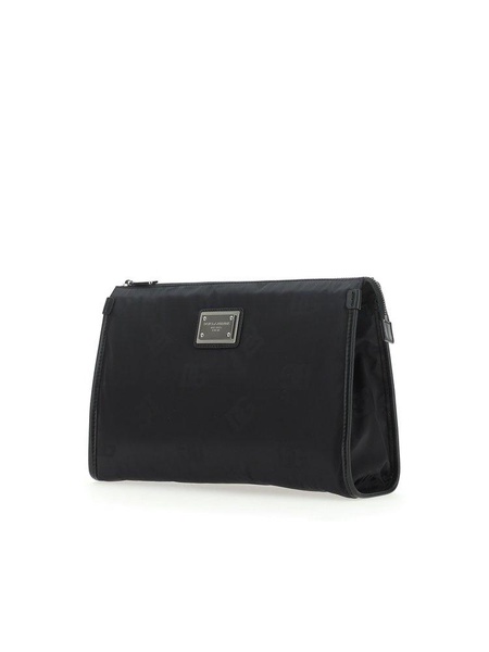 Dolce & Gabbana Logo Plaque Zipped Clutch Bag