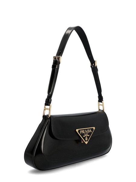 Prada Cleo Logo Plaque Shoulder Bag