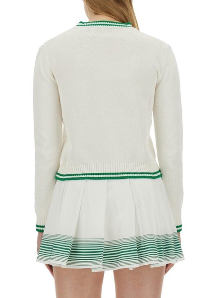 Casablanca Logo-Intarsia Stripe Trim Jumper