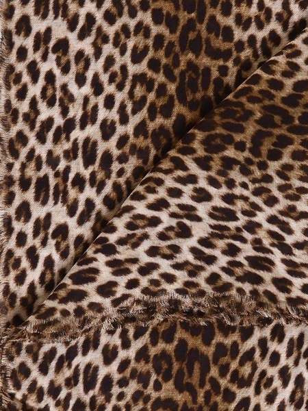 Saint Laurent Leopard Patterned Fringed Edge Scarf