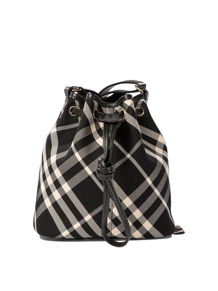 Burberry Checked Drawstring Mini Bucket Bag