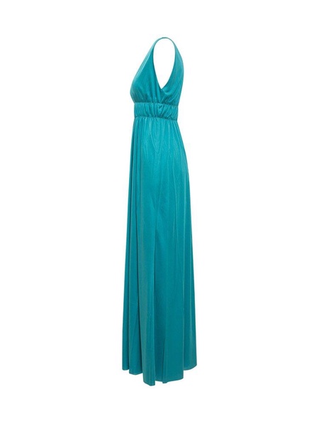 P.A.R.O.S.H. V-Neck Gathered Sleeveless Gown