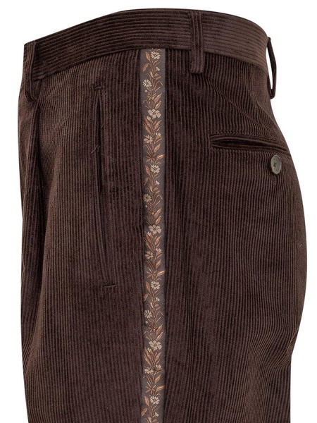 Etro Floral Tape Corduroy Trousers