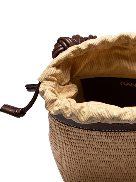 Ganni Bou Woven Logo Plaque Bucket Bag