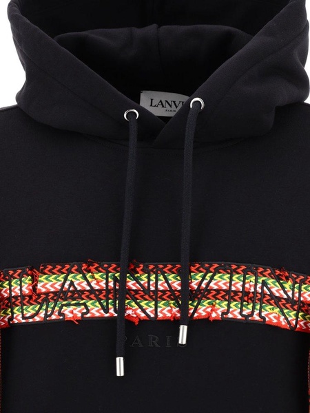 Lanvin Curb Logo Embroidered Drawstring Hoodie